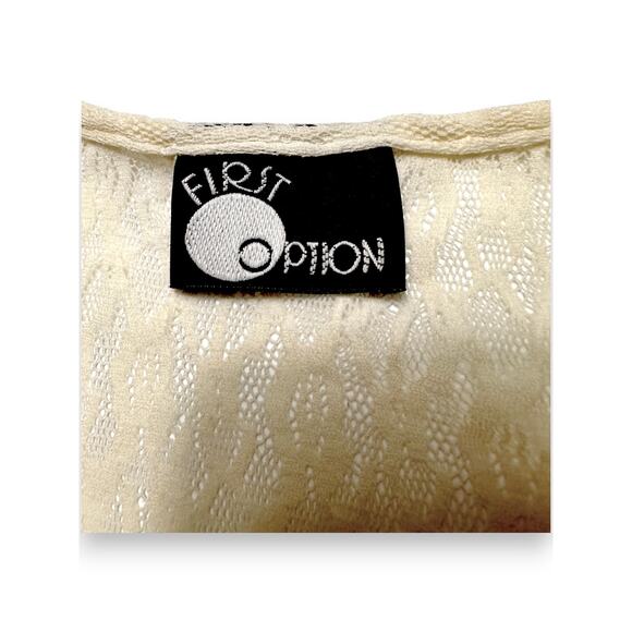 Vintage First Option Textured Double Line Cream Lace Long Sleeve Medium - Picture 11 of 12